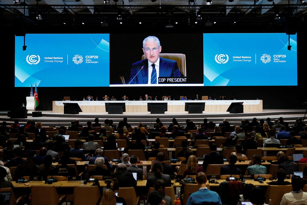COP29 President Mukhtar Babayev speaks during a closing plenary meeting at the COP29 United Nations Climate Change Conference, in Baku, Azerbaijan November 24, 2024. REUTERS/Maxim Shemetov