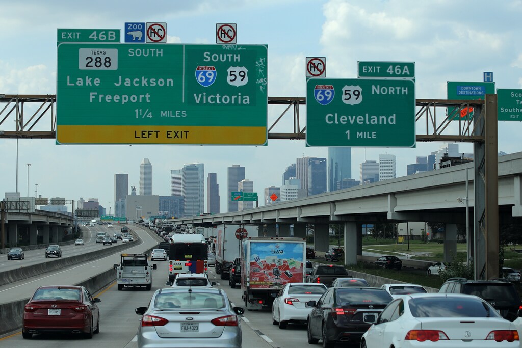 Vechicles are seen in a traffic jam in the aftermath of Tropical Storm Harvey in Houston, Texas U.S., September 5, 2017. REUTERS/Mike Blake - RC14B0671F60