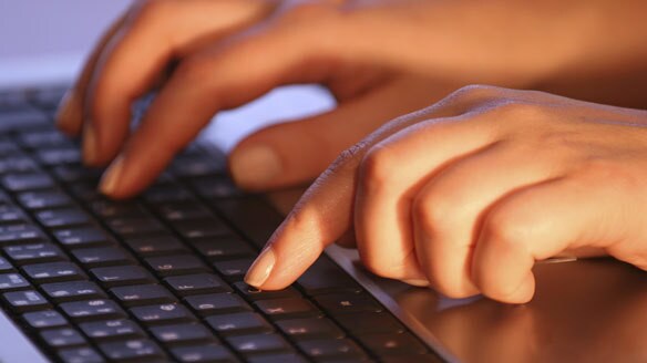Computer keyboard typing email