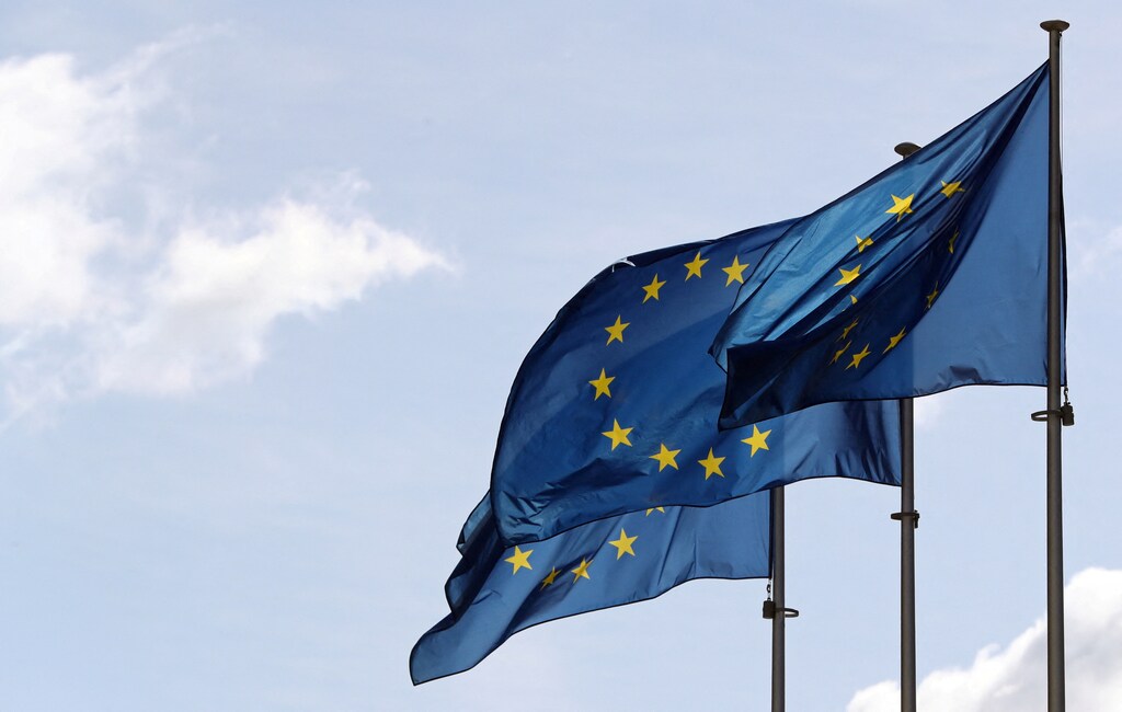 The EU stands united against Russia's invasion of Ukraine. Pictured: The European Union flags flutter ahead of the gas talks between the EU, Russia and Ukraine at the EU Commission headquarters in Brussels, Belgium September 19, 2019.