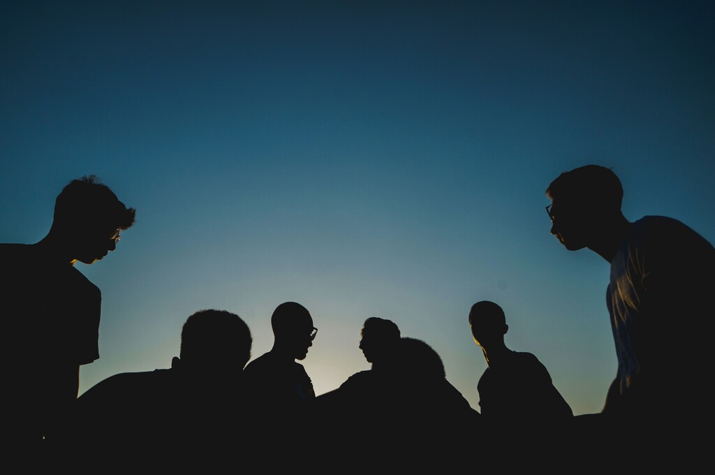 Young Europeans in silhouette