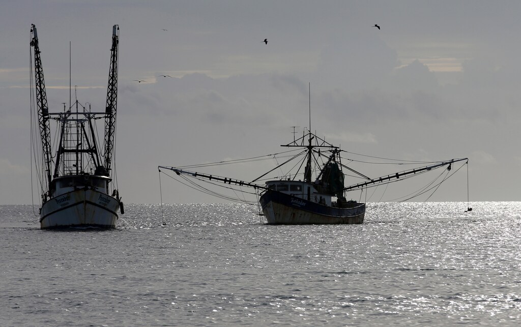 Fishing boats float near a dock after Tropical Storm Nate in Cancun, Mexico October 7, 2017. REUTERS/Henry Romero - RC1CA935D890