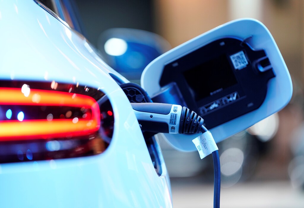 A charging port is seen on a Mercedes Benz EQC 400 4Matic electric vehicle at the Canadian International AutoShow in Toronto, Ontario, Canada, February 13, 2019. REUTERS/Mark Blinch - RC19CFEBE1A0