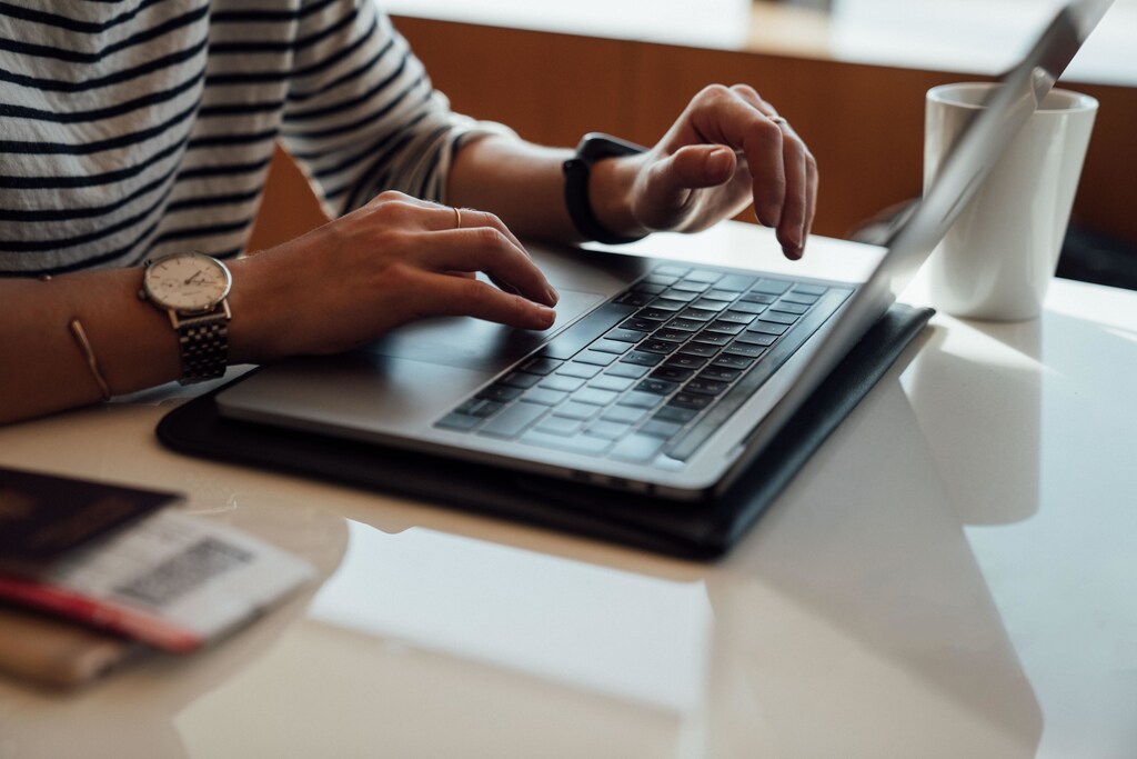 someone using a laptop