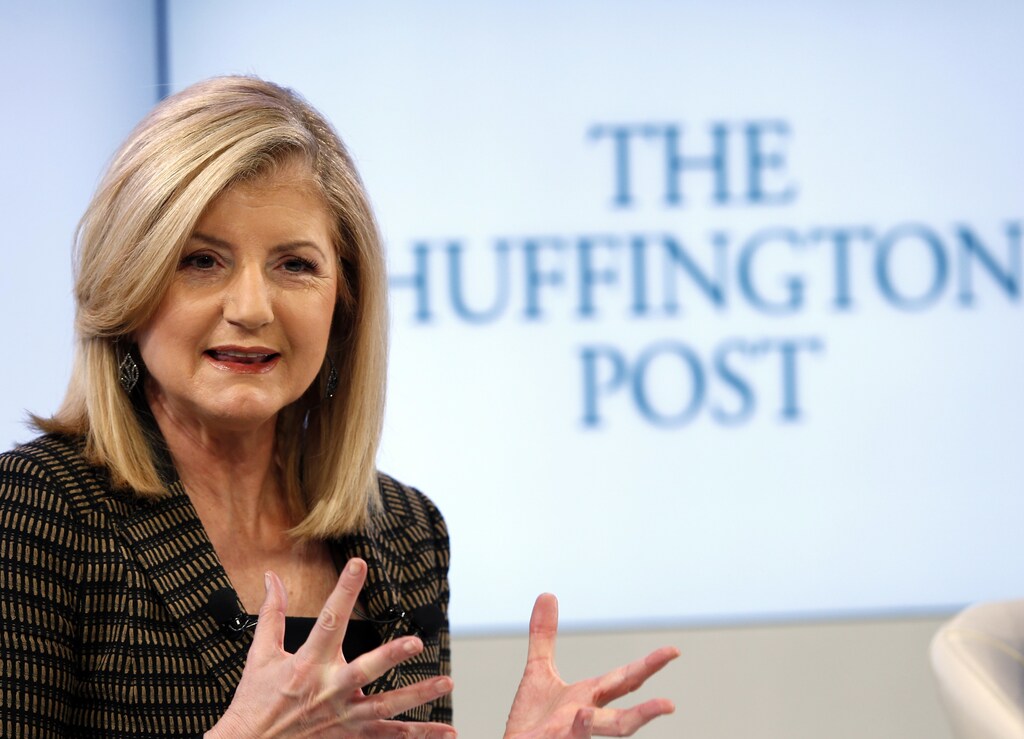 Arianna Huffington, president and Editor-in-Chief of The Huffington Post Media Group attends a session at the World Economic Forum (WEF) in Davos January 25, 2014. REUTERS/Denis Balibouse/File Photo - RTSMNWJ