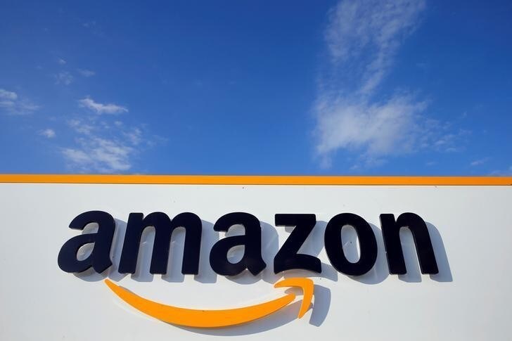 The logo of Amazon is seen at the company logistics centre in Boves, France, August 8, 2018. REUTERS/Pascal Rossignol