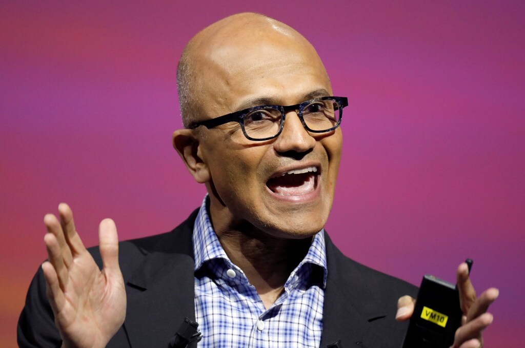 Microsoft's CEO Satya Nadella speaks at the Viva Tech start-up and technology summit in Paris, France, May 24, 2018. REUTERS/Charles Platiau - RC1E823F6140