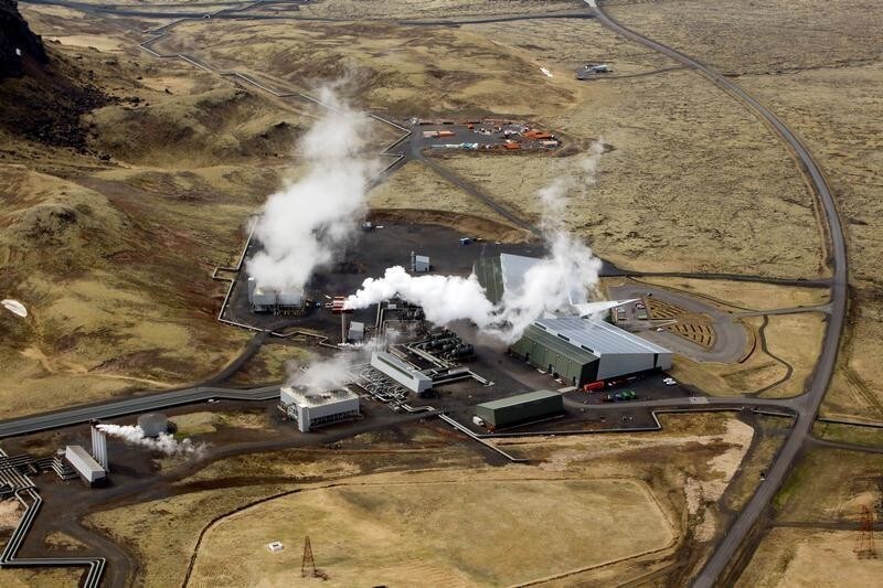 An aerial view of Hellisheidi geothermal power station near Reykjavik, Iceland, June 4, 2016.