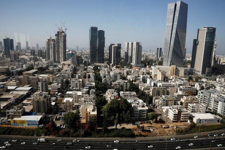 A general view shows buildings, as photographed through the window of a high-rise building in Tel Aviv, Israel November 16, 2017. REUTERS/Amir Cohen
