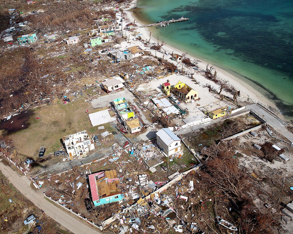 Storm damage is seen from the air after hurricane Irma passed Tortola, in the British Virgin Islands, September 11, 2017. Picture taken September 11, 2017. Captain George Eatwell RM/Ministry of Defence handout via REUTERS THIS IMAGE HAS BEEN SUPPLIED BY A THIRD PARTY. IT IS DISTRIBUTED, EXACTLY AS RECEIVED BY REUTERS, AS A SERVICE TO CLIENTS FOR EDITORIAL USE ONLY. NO RESALES. NO ARCHIVES - RC17A0F678D0