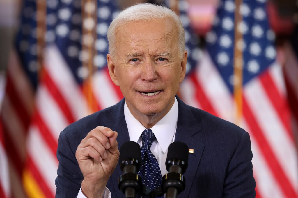 image of U.S. President Joe Biden speaking about his $2 trillion infrastructure plan during an event