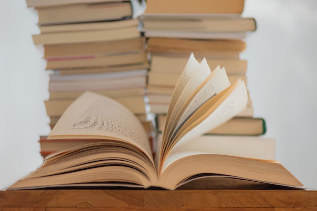A pile of books.