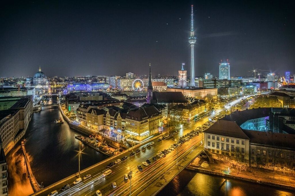 The River Spree and Alexanderplatz in Berlin.
