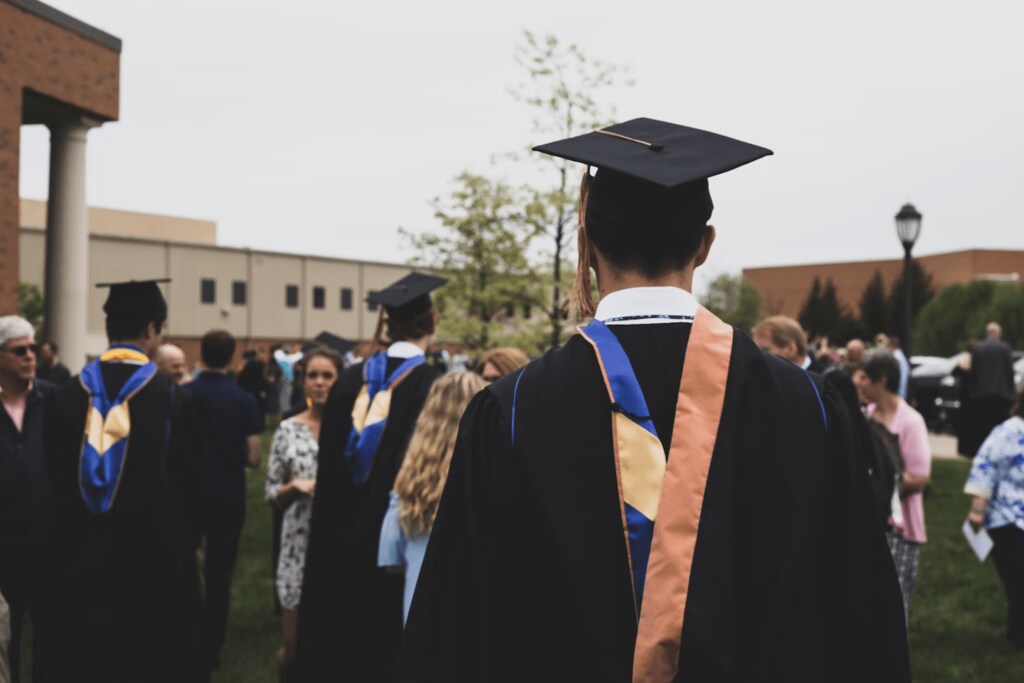 College students at academic graduation