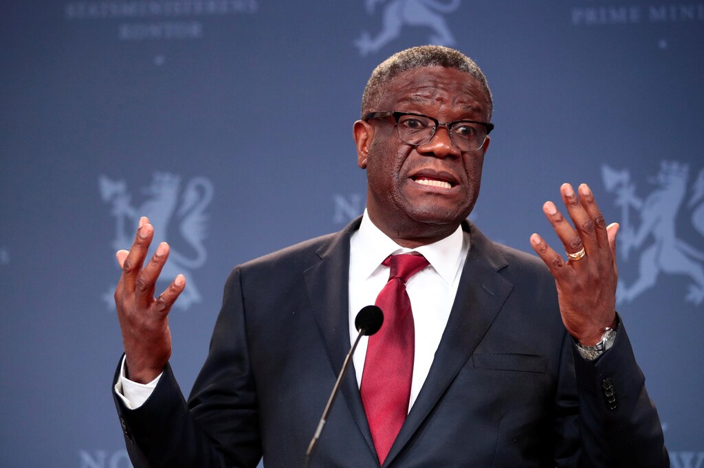 The Peace Prize laureate Dr. Denis Mukwege talks to the media during a news conference in Oslo, Norway December 11, 2018. NTB Scanpix/Lise Aserud via REUTERS ATTENTION EDITORS - THIS IMAGE WAS PROVIDED BY A THIRD PARTY. NORWAY OUT. NO COMMERCIAL OR EDITORIAL SALES IN NORWAY. - RC1D737E76E0