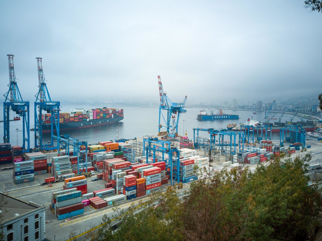 Shipping containers at a port.