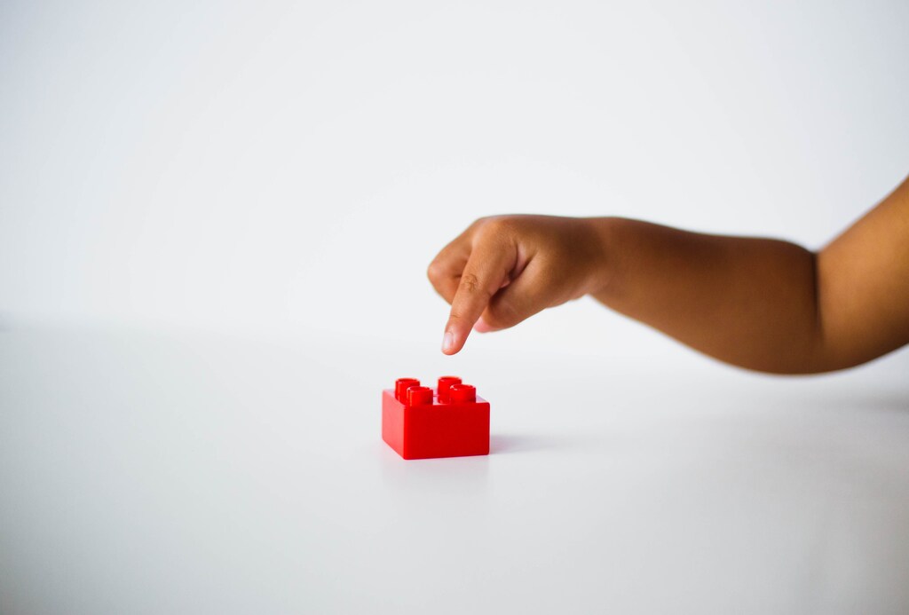 child with a lego