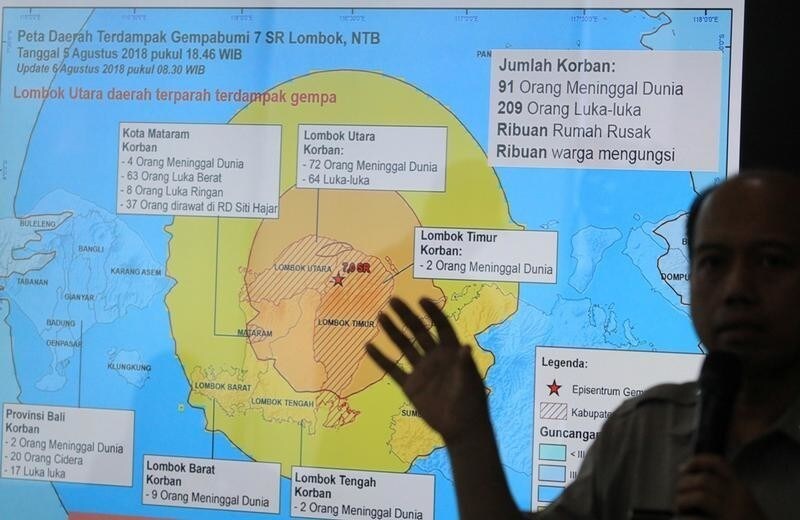 The National Disaster Management Agency spokesman Sutopo Purwo Nugroho gives a press conference regarding the earthquake in Lombok, in Jakarta, Indonesia August 6, 2018 in this photo taken by Antara Foto.