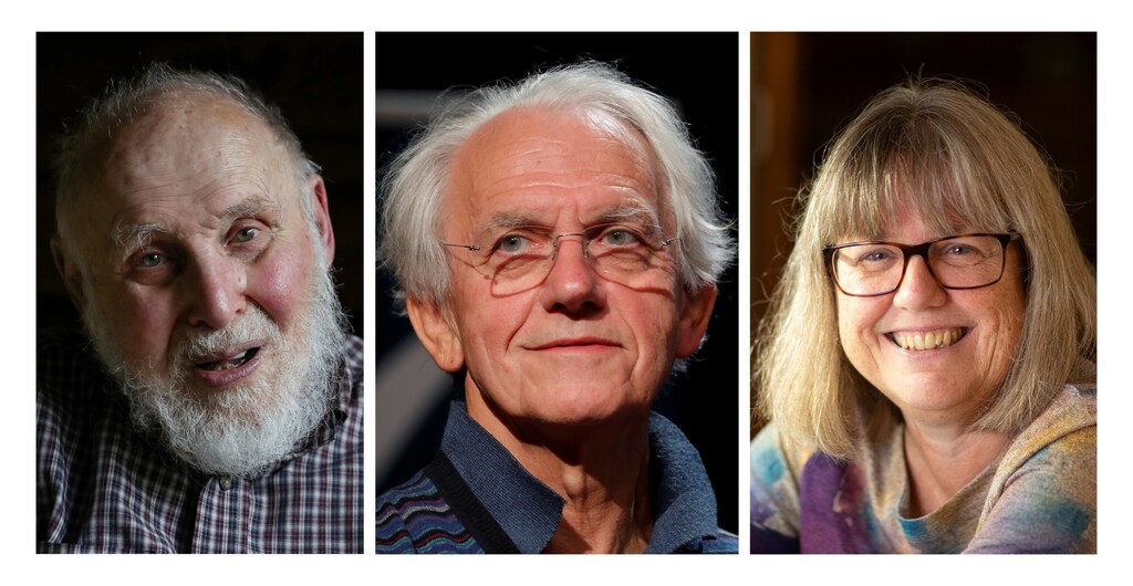 A combination picture shows the Nobel Prize for Physics 2018 award winners (L-R) Arthur Ashkin of the U.S., Gerard Mourou of France and Donna Strickland of Canada, October 2, 2018. REUTERS/Brendan McDermid/Charles Platiau/Peter Power