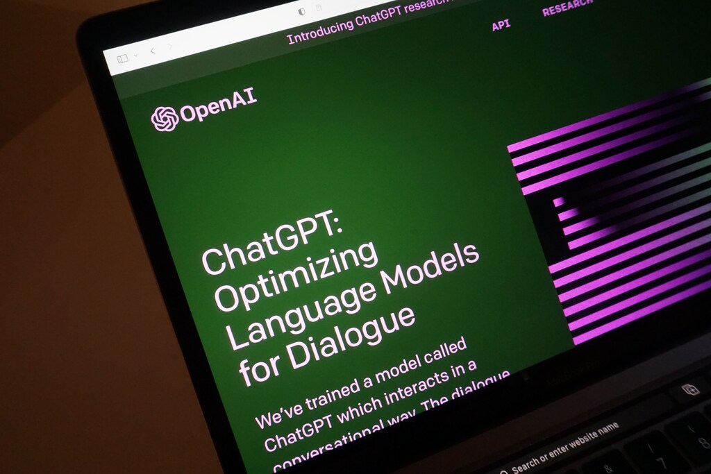 image of the ChatGPT website on a laptop in a story about generative AI