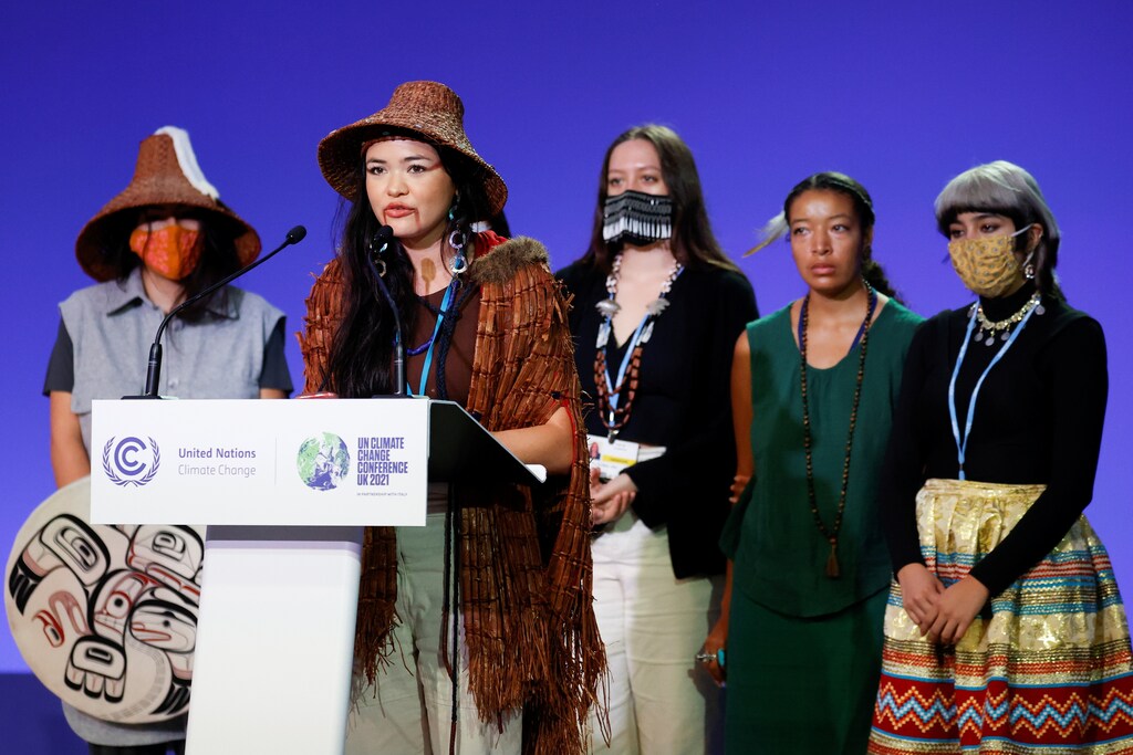 Members of a delegation representing indigenous communities speak during the UN Climate Change Conference (COP26), in Glasgow, Scotland, Britain November 12, 2021: Heritage and local knowledge are levers for climate resilience