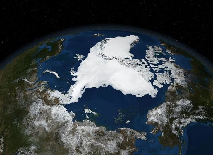 A NASA satellite image from September 16, 2007 and released on September 21, 2007, shows Arctic summer sea ice. Arctic sea ice melted to its lowest level ever this week, shattering a record set in 2005 and continuing a trend spurred by human-caused global warming, scientists said on September 20, 2007. REUTERS/NASA/Handout. EDITORIAL USE ONLY. NOT FOR SALE FOR MARKETING OR ADVERTISING CAMPAIGNS.