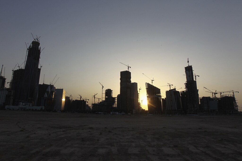 A view of the King Abdullah Financial District in the Saudi capital Riyadh at sun set October 9, 2013. The district, currently under construction, is planned to consist of 42 buildings offering 900,000 square metres of office space, according to local media reports. REUTERS/Faisal Al Nasser (SAUDI ARABIA - Tags: BUSINESS CITYSCAPE REAL ESTATE CONSTRUCTION) - GM1E9AA01B702