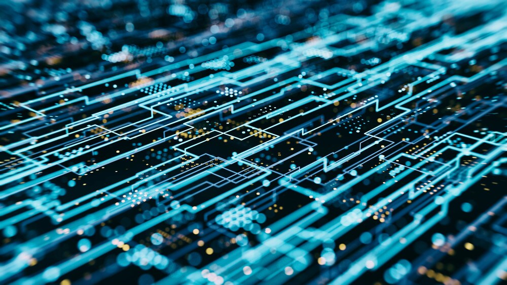Abs Hologram Data flow grid - 3d rendered image. Technology, augmented reality (AR), virtual reality (VR) concepts. Abstract backgrounds. Innovation. Artificial intelligence background. Hologram view.