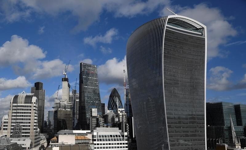 The City of London financial district is seen with office skyscrapers commonly known as 'Cheesegrater', 'Gherkin' and 'Walkie Talkie' seen in London, Britain, January 25, 2018. Picture taken January 25, 2018. REUTERS/Toby Melville - RC1B2AEA7FA0