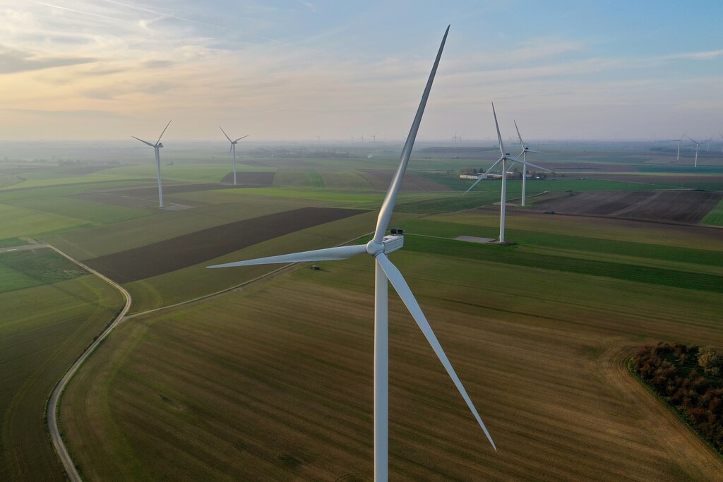 An aerial view shows power-generating windmill turbines in a wind farm in Graincourt-les-havrincourt, France, November 7, 2020. Picture taken, November 7, 2020 with a drone. REUTERS/Pascal Rossignol - RC25ZJ9WFVGV