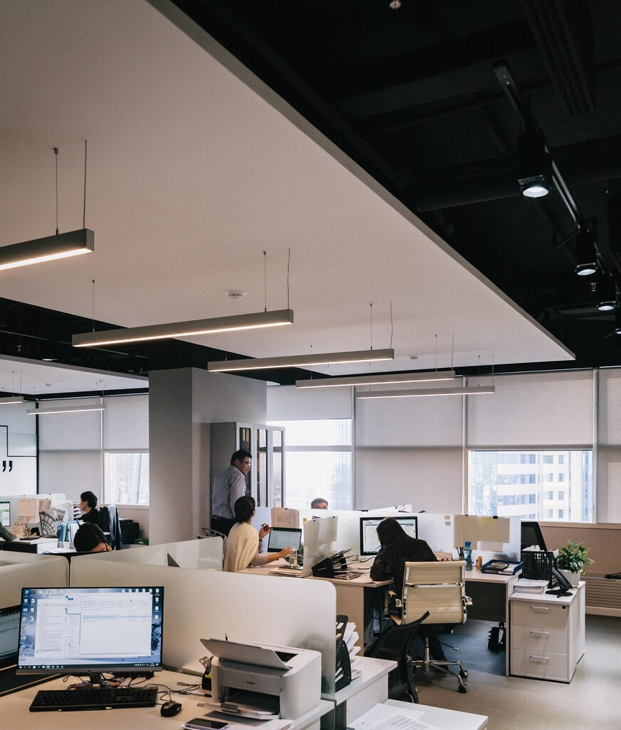 Working professionals working in an office space
