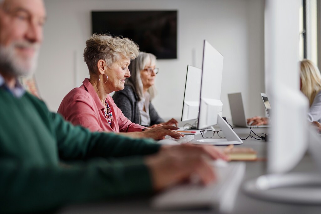 Senior workers in an office.
