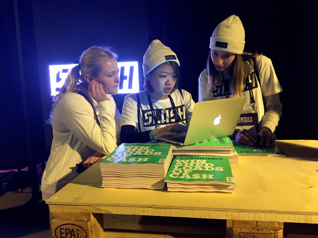 Staff is working at Slush, one of Europe's biggest tech start-up conferences in Helsinki, Finland November 30, 2016. REUTERS/Mia Shanley - RTSTYS0