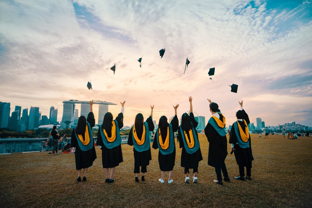 University students at graduation.