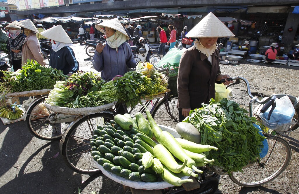 Vegetable sellers wait for customers at a market in Bao Loc city, near Vietnam's southern commercial hub Ho Chi Minh city February 23, 2011.