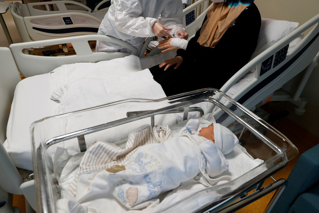 a baby in a hospital
