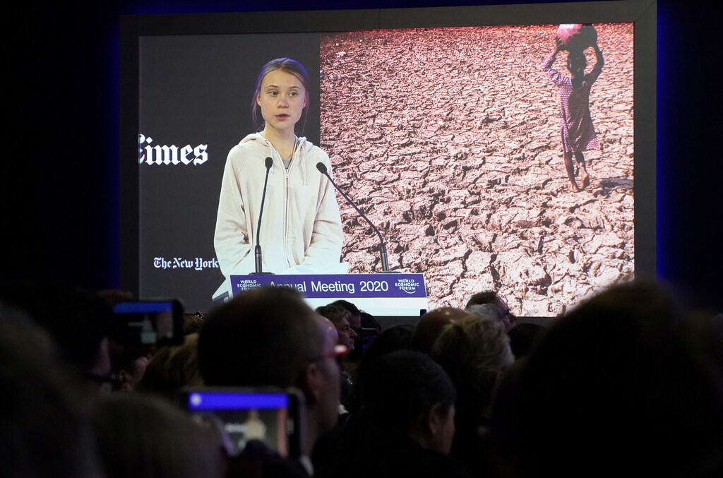 Swedish climate change activist Greta Thunberg speaks during a session at the 50th World Economic Forum (WEF) annual meeting in Davos, Switzerland, January 21, 2020. REUTERS/Denis Balibouse - RC2CKE99OOPT