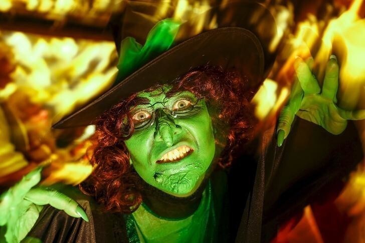 A woman dressed as a witch poses during a casting session for the Filmpark Babelsberg theme park in Potsdam, Germany, April 30, 2015. The theme park is casting people for an upcoming horror show. REUTERS/Hannibal Hanschke