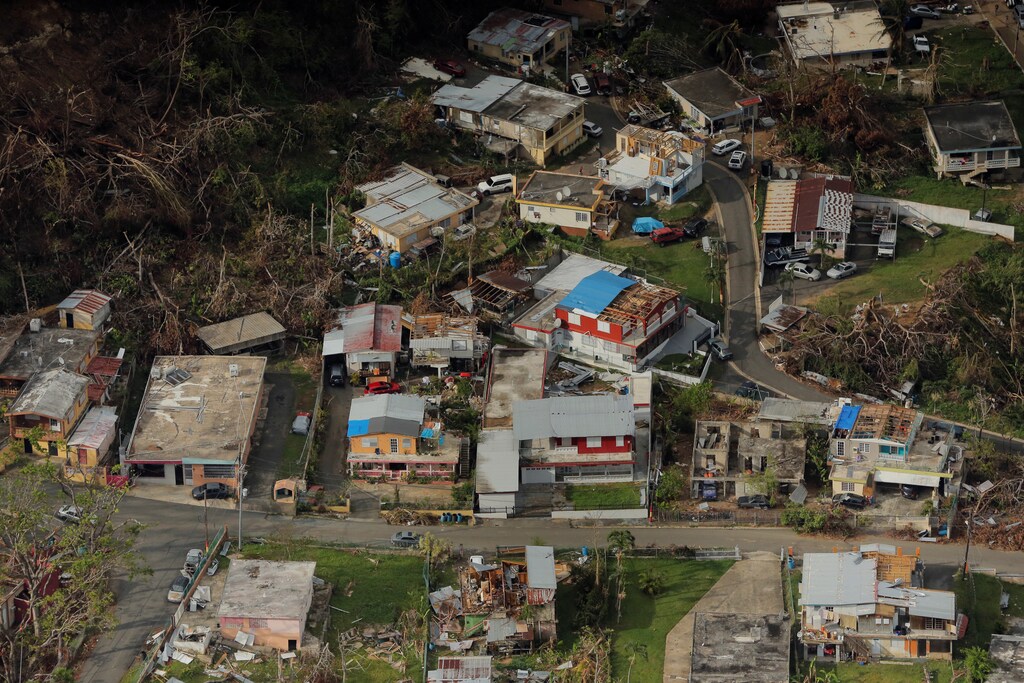 Buildings damaged by Hurricane Maria are seen in Lares, Puerto Rico, October 6, 2017. REUTERS/Lucas Jackson - RC1F53AEF200