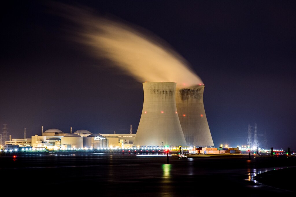 Two cooling towers at a power plant