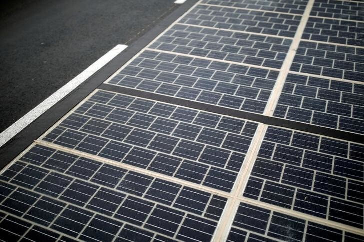 A solar panel road is pictured during its inauguration in Tourouvre, Normandy, northwestern France, December 22, 2016. REUTERS/Benoit Tessier