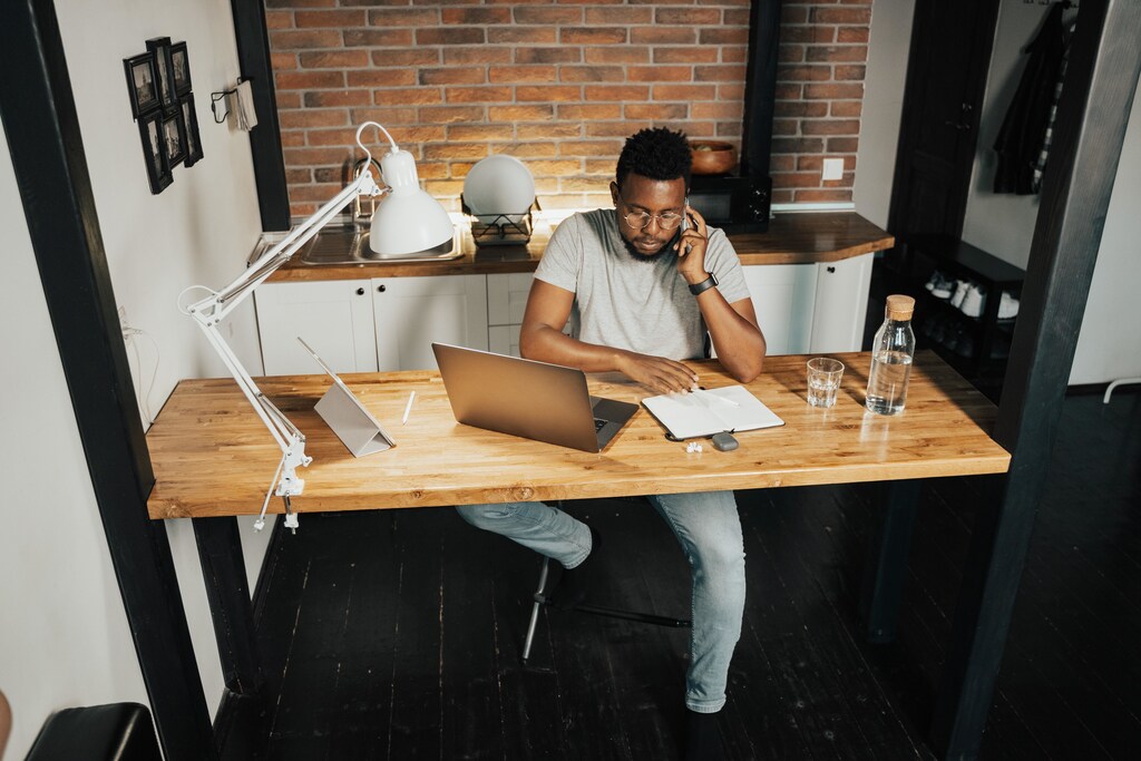Man working from home.