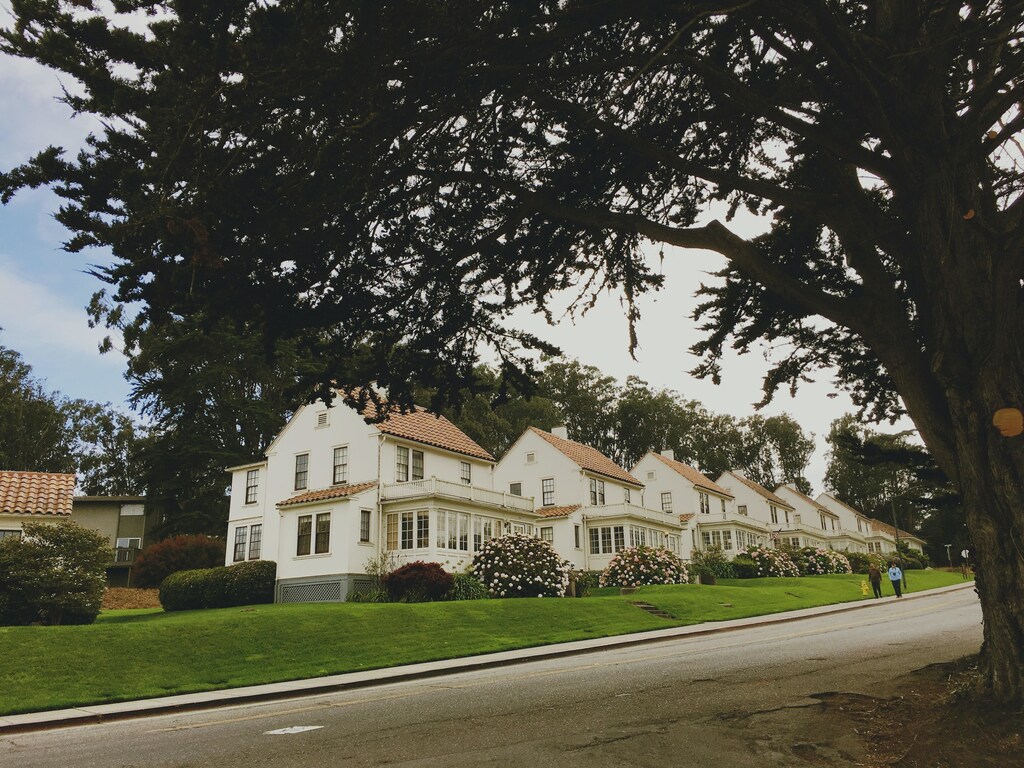 A row of houses in the United States