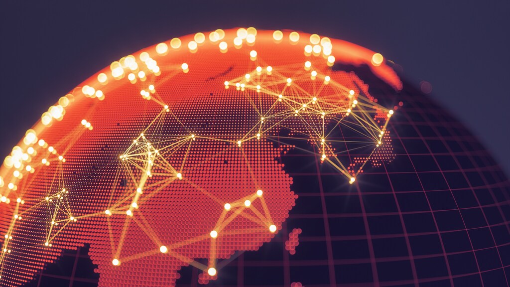 Abstract globe with lights and networks. Digital divide