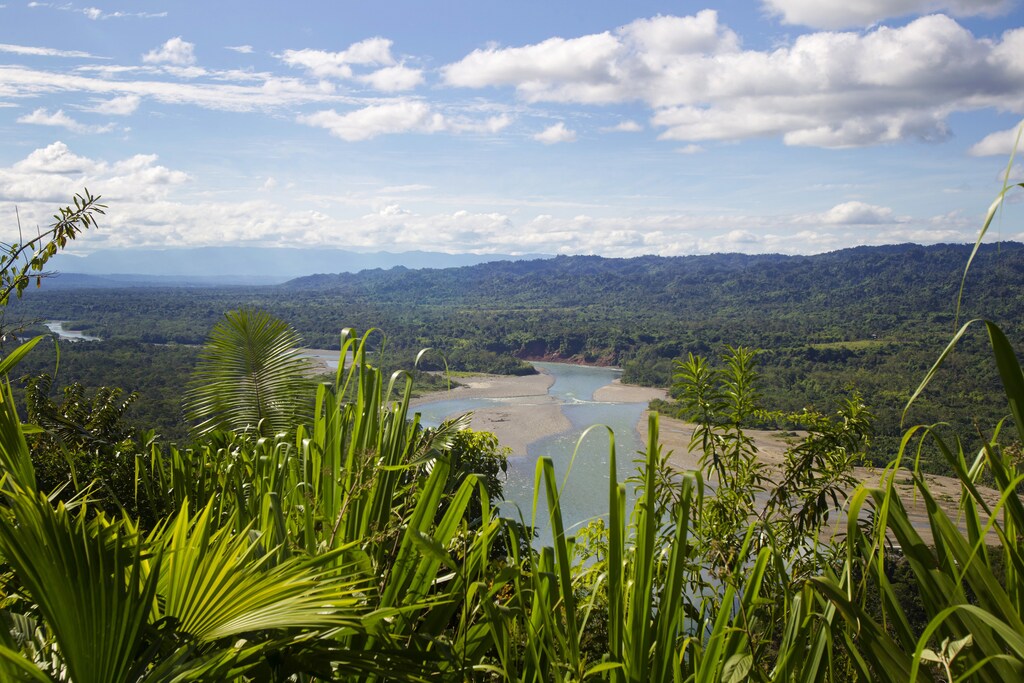 The Alto Madre de Dios river, part of the Manu Biosphere Reserve, is seen from Peru's southern Amazon region of Madre de Dios July 15, 2014. This 1.8 million hectares reserve is the largest National Park in Peru and is the home of about 1000 birds species and 200 mammals species among other animals, as reptiles and amphibians, and has one of the highest levels of biodiversity of any park in the world, with more than 200 varieties of trees found in one hectare. Picture taken July 15, 2014. REUTERS/Enrique Castro-Mendivil (PERU - Tags: ENVIRONMENT SOCIETY TRAVEL) - GM1EA7T08V301