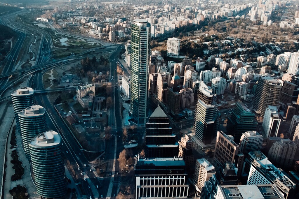 Aerial view of Santiago, Chile, Latin America
