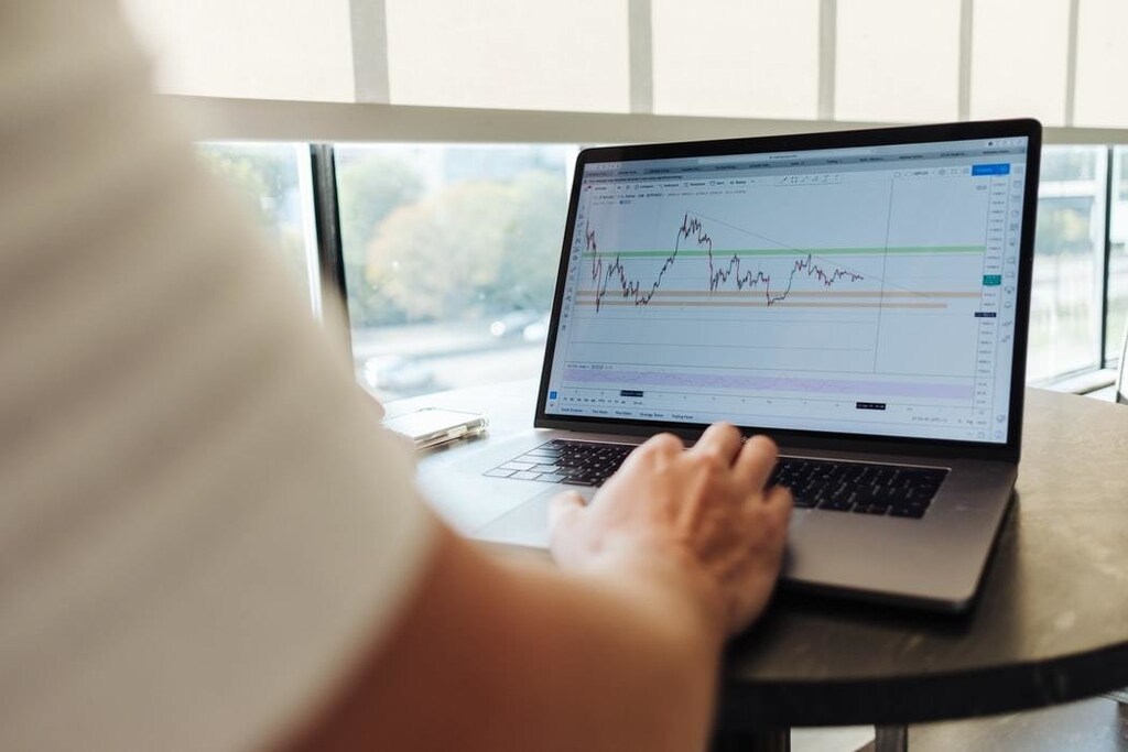 The path of a chart is seen on a desktop computer
