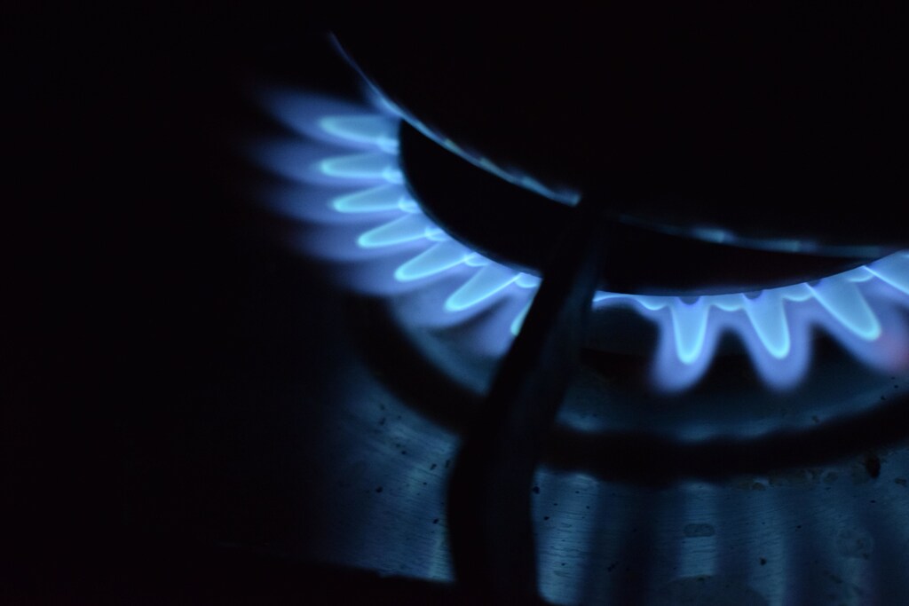 A gas hob stove burns. A new 'green energy corridor' could link gas and hydrogen supplies between Spain and France.