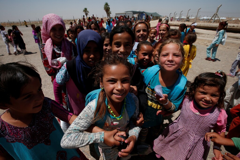 Displaced children who fled their homes are seen at a refugee camp in Mosul, Iraq July 17, 2017. Picture taken July 17, 2017. REUTERS/Azad Lashkari - RC19580D9180