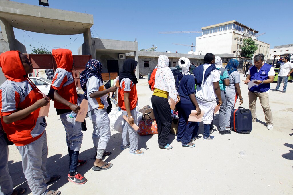 Migrants are seen at the centre of the Anti-Illegal Immigration Authority, in Tripoli, Libya August 17, 2017. REUTERS/Ismail Zitouny - RTS1C5C3
